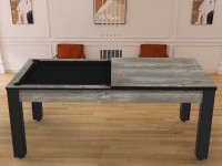 Billard Arizona 7 pieds convertible en table à manger - 8 personnes - Coloris industriel tapis noir (7)