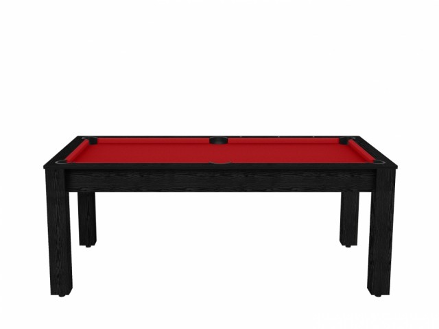 Billard Arizona 7 pieds convertible en table à manger - 8 personnes - Coloris noir boisé tapis rouge