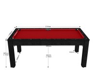 Billard Arizona 7 pieds convertible en table à manger - 8 personnes - Coloris noir boisé tapis rouge (2)