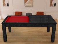 Billard Arizona 7 pieds convertible en table à manger - 8 personnes - Coloris noir boisé tapis rouge (7)