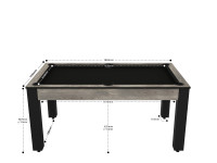 Billard Texas 6 pieds convertible en table à manger - 6 personnes - Coloris industriel tapis noir (2)