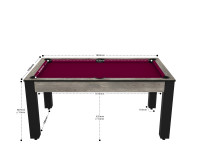 Billard Texas 6 pieds convertible en table à manger - 6 personnes - Coloris industriel tapis prune (2)