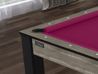 Billard Texas 6 pieds convertible en table à manger - 6 personnes - Coloris industriel tapis prune (3)