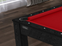 Billard Texas 6 pieds convertible en table à manger - 6 personnes - Coloris noir boisé tapis rouge (3)