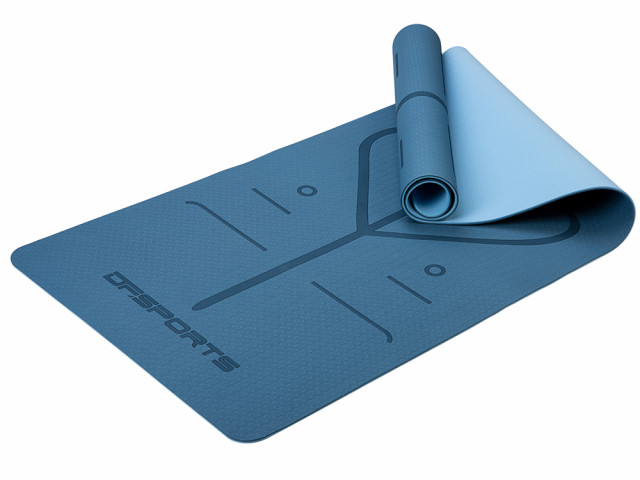 Tapis de Yoga DF SPORTS antidérapant 183x61x0.6cm avec housse - Modèle Nirvana - Bleu
